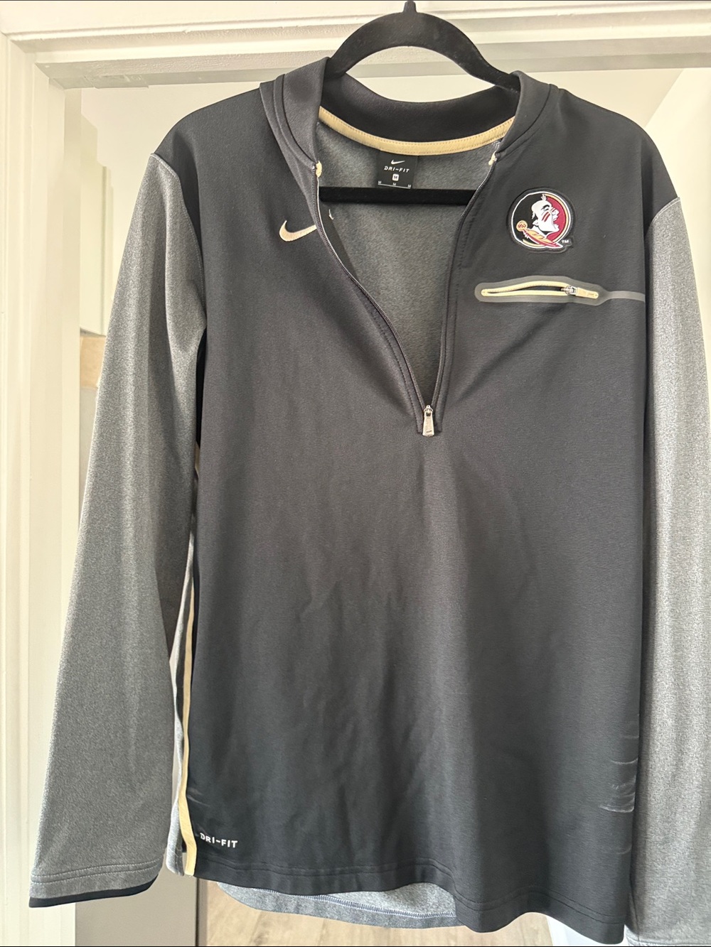 Nike Black and Gray Florida State Pullover Quarter-Zip
